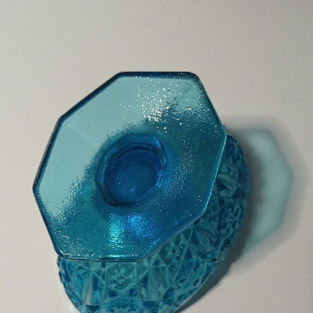 Vintage Blue Glass Candle Holder - Picture 4 of 6